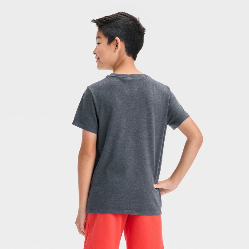 slide 2 of 3, Boys' Short Sleeve Washed Pocket T-Shirt - Cat & Jack™ Black XS: Midweight Jersey, Below Hip, 1 ct