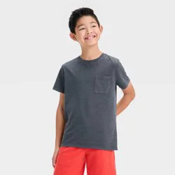 Boys' Short Sleeve Washed Pocket T-Shirt - Cat & Jack™ Black XS: Midweight Jersey, Below Hip