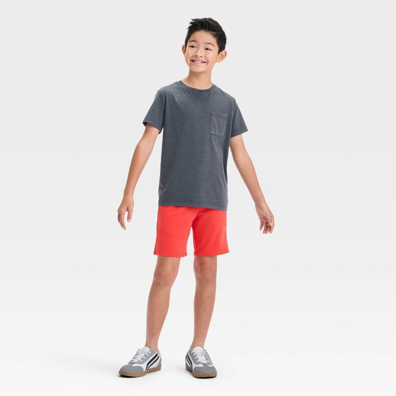 slide 3 of 3, Boys' Short Sleeve Washed Pocket T-Shirt - Cat & Jack™ Black M: Midweight Jersey, Pullover, 1 ct