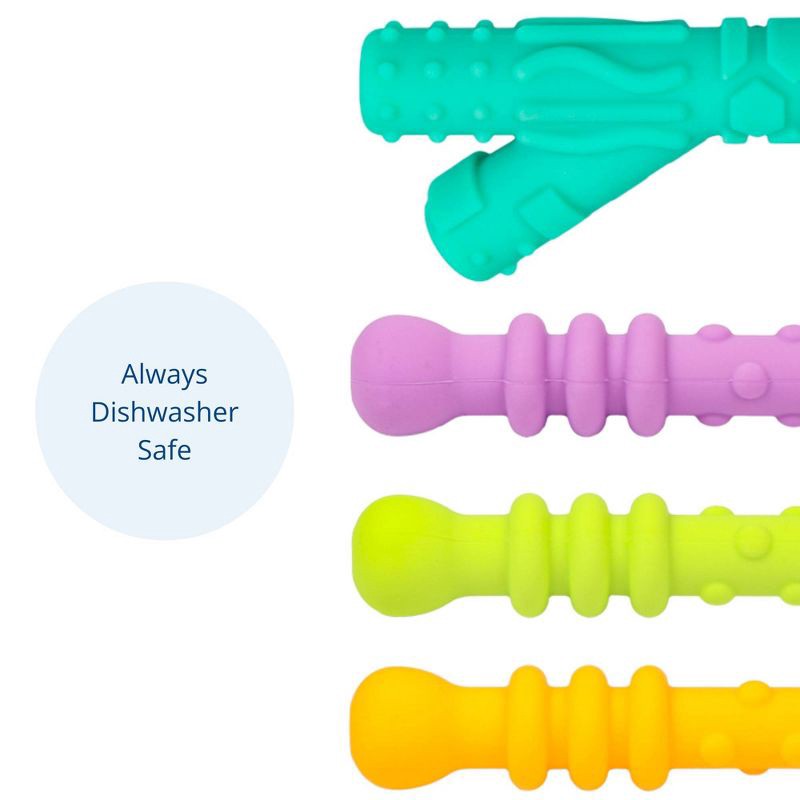 slide 5 of 7, Re-Play Assorted Teether Straws with Cleaning brush - 4pk, 4 ct