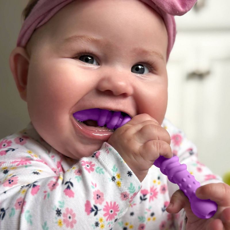 slide 7 of 7, Re-Play Assorted Teether Straws with Cleaning brush - 4pk, 4 ct