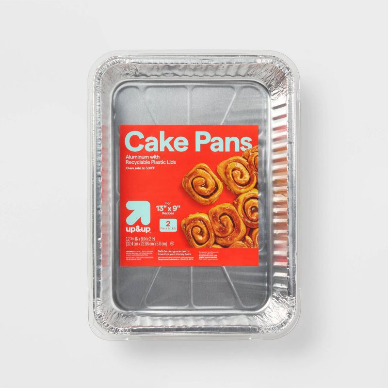 slide 1 of 3, Aluminum Foil Cake Pan with Lids - 2ct - up&up™, 2 ct