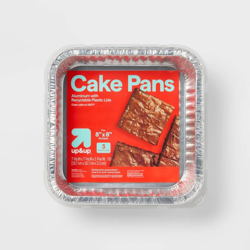 slide 1 of 3, Aluminum Foil Cake Pan with Lids - 3ct - up&up™, 3 ct