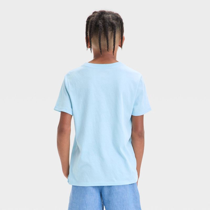slide 2 of 3, Boys' Short Sleeve T-Shirt - Cat & Jack™ Blue L: Cotton Blend, Recycled Polyester, Crew Neck, Pullover, Machine Washable, 1 ct