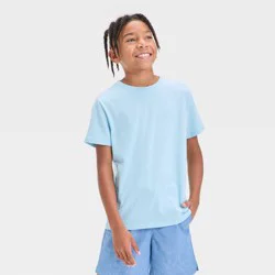 Boys' Short Sleeve T-Shirt - Cat & Jack™ Blue XL: Crew Neck, Pullover, Jersey Fabric