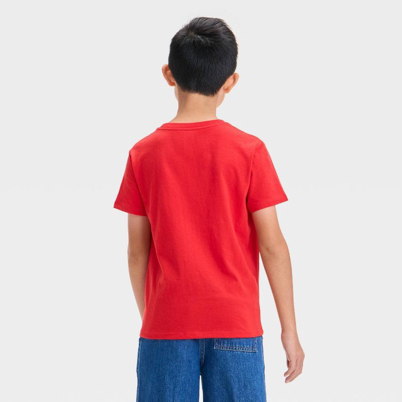 slide 2 of 3, Boys' Short Sleeve T-Shirt - Cat & Jack™ Red M: Crew Neck, Pullover, Jersey Fabric, 1 ct