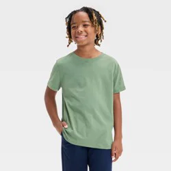 Boys' Short Sleeve T-Shirt - Cat & Jack™ Green XS: Crew Neck, Jersey Fabric