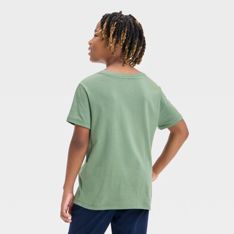 slide 2 of 3, Boys' Short Sleeve T-Shirt - Cat & Jack™ Green M: Crew Neck, Pullover, Jersey Fabric, 1 ct