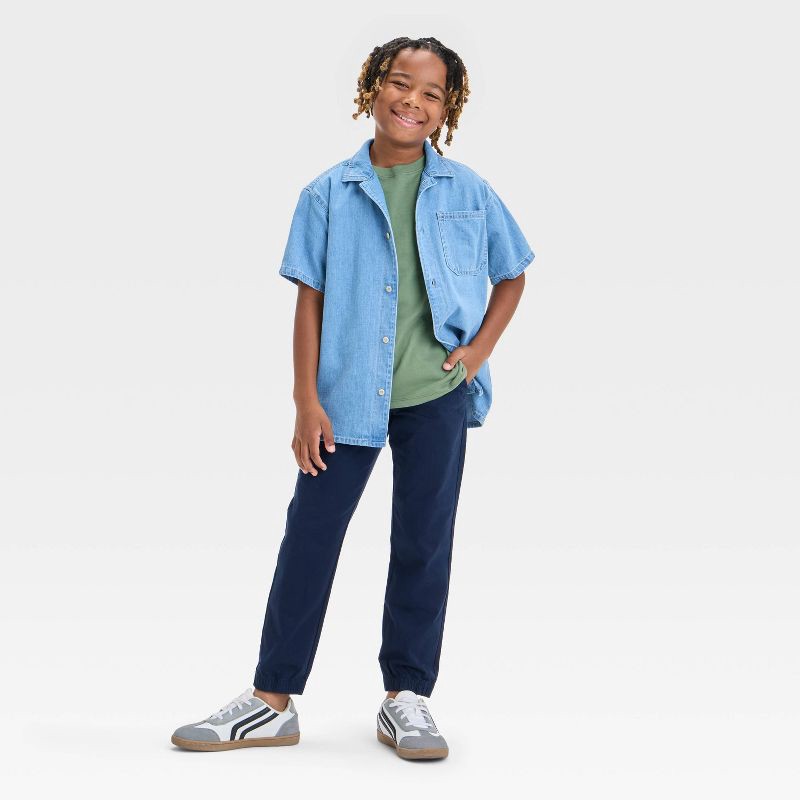 slide 3 of 3, Boys' Short Sleeve T-Shirt - Cat & Jack™ Green L: Crew Neck, Pullover, Jersey Fabric, 1 ct