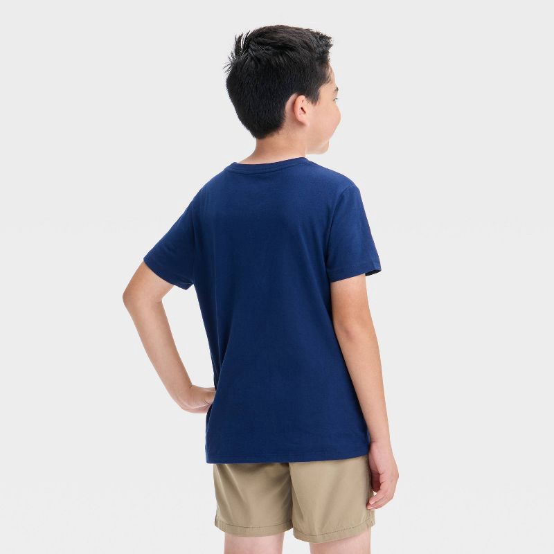 slide 2 of 3, Boys' Short Sleeve T-Shirt - Cat & Jack™ Navy Blue XL: Crew Neck, Pullover, 1 ct