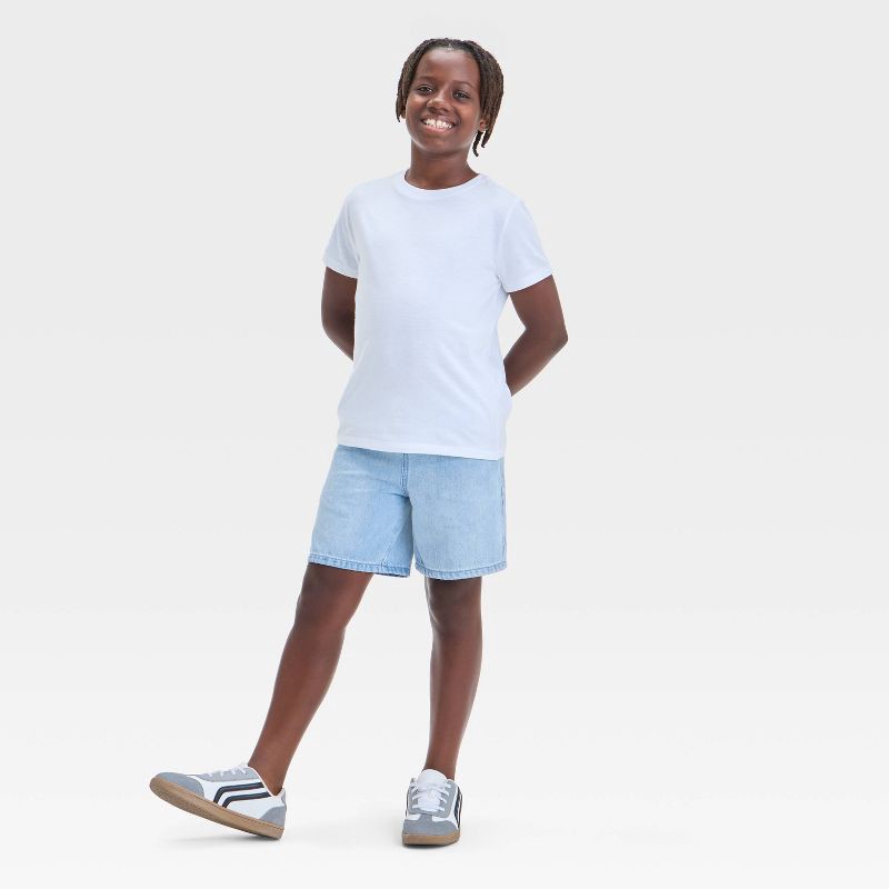 slide 3 of 3, Boys' Short Sleeve T-Shirt - Cat & Jack™ Off-White S: Cotton Blend, Recycled Polyester, Crew Neck, Pullover, Jersey Fabric, 1 ct