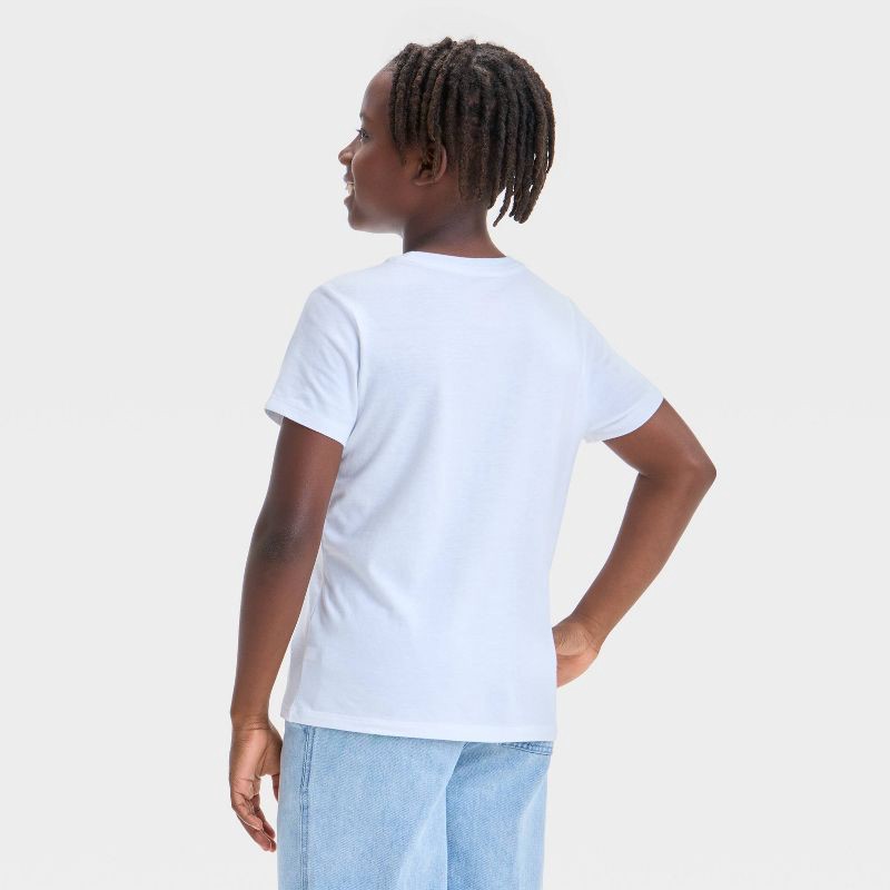 slide 2 of 3, Boys' Short Sleeve T-Shirt - Cat & Jack™ Off-White M: Cotton Blend, Recycled Polyester, Crew Neck, Pullover, Jersey Fabric, 1 ct