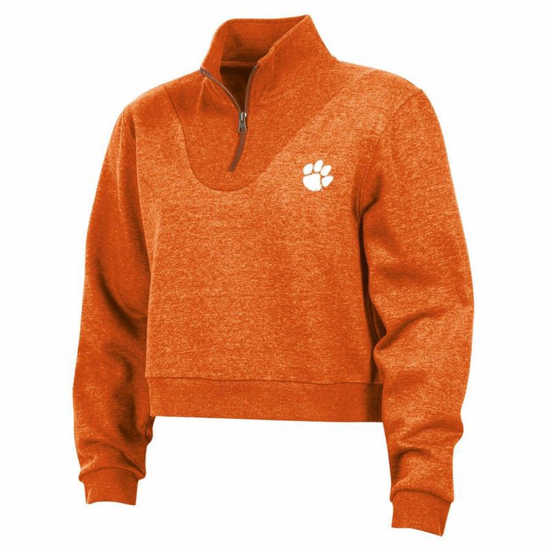 slide 1 of 3, NCAA Clemson Tigers Women's Quarter Zipped Sweatshirt - M: Lightweight Fleece Pullover, 1 ct