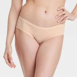 Women's Luxe Stretch Cheeky Underwear - Auden™ Soft Beige L: Low Rise, Lightweight Knit, Cotton Gusset, Pull-On Style