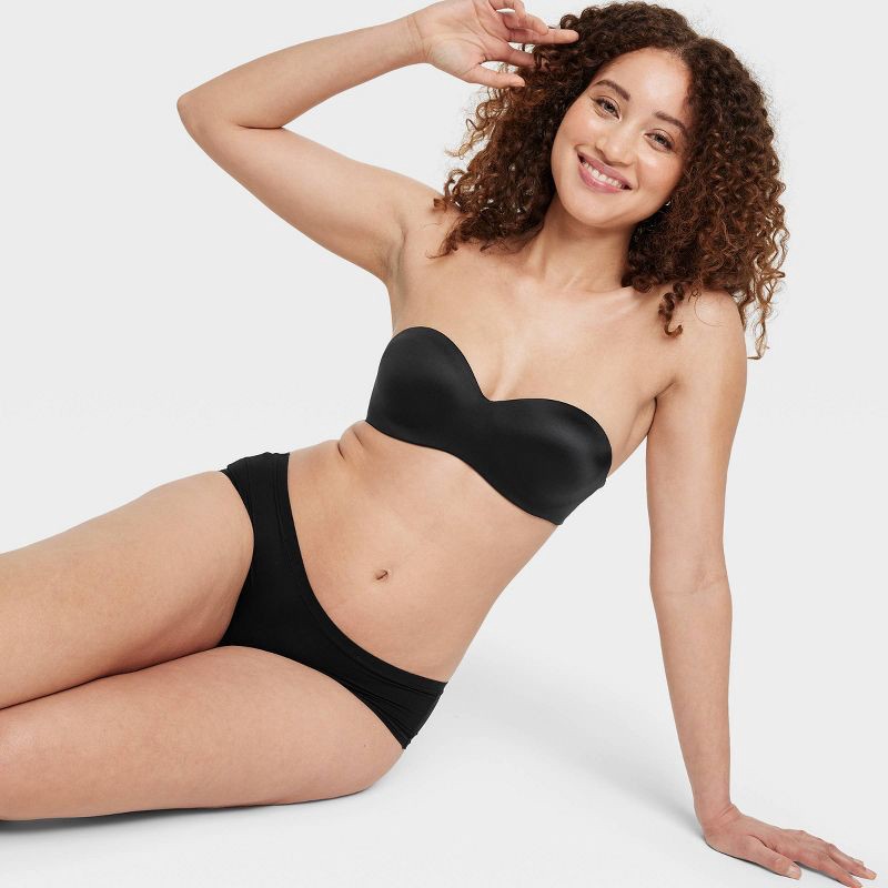 slide 3 of 5, Women's Luxe Stretch Cheeky Underwear - Auden™ Black L: Low Rise, Cotton Gusset, Lightweight Fabric, 1 ct