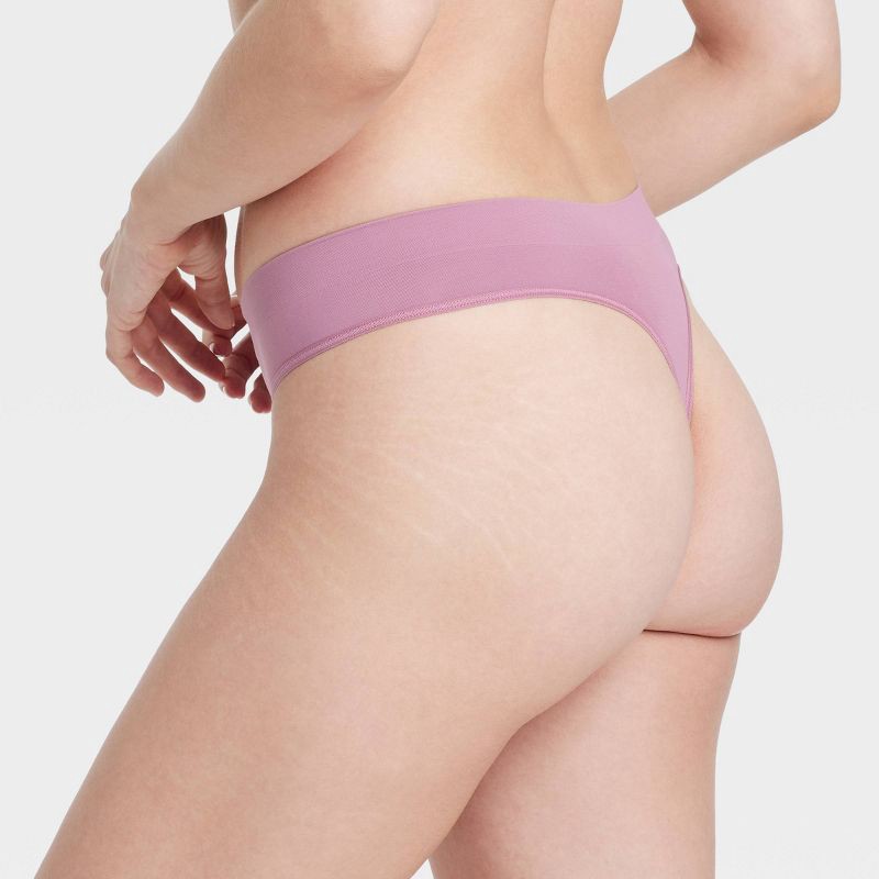 slide 2 of 5, Women's Seamless Thong Underwear - Auden™ Mauve M: High Rise, Lightweight, Knit Fabric, 1 ct