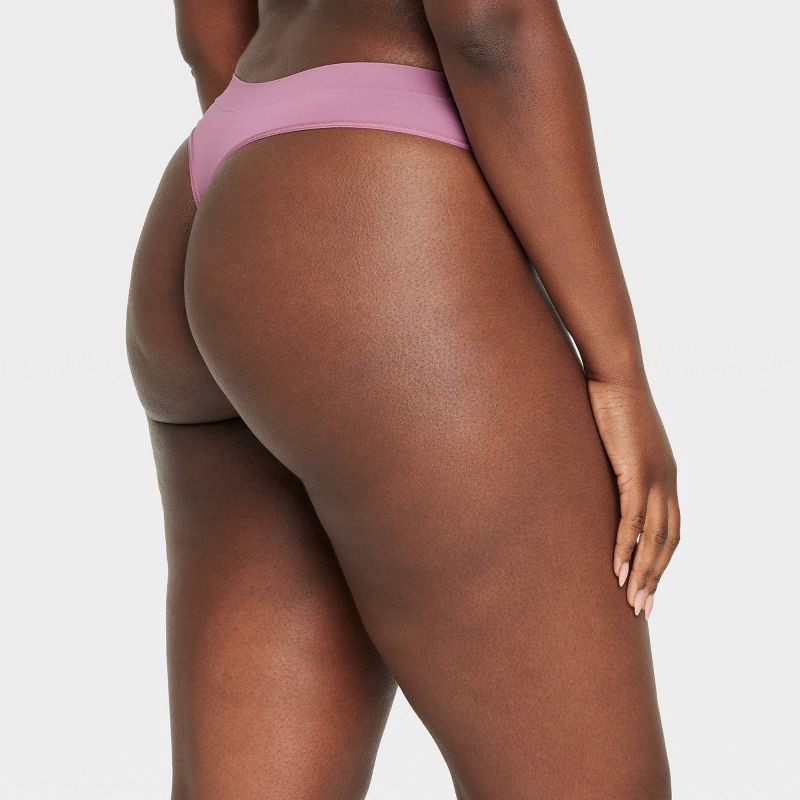 slide 5 of 5, Women's Seamless Thong Underwear - Auden™ Mauve M: High Rise, Lightweight, Knit Fabric, 1 ct