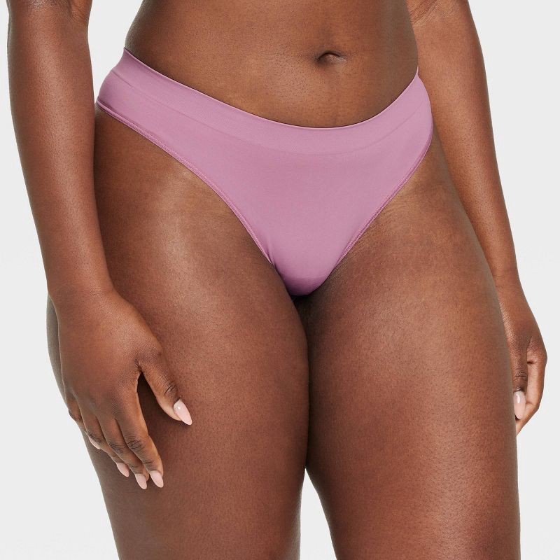 slide 4 of 5, Women's Seamless Thong Underwear - Auden™ Mauve XL: High Rise, Lightweight, Pull-On, Knit, 1 ct