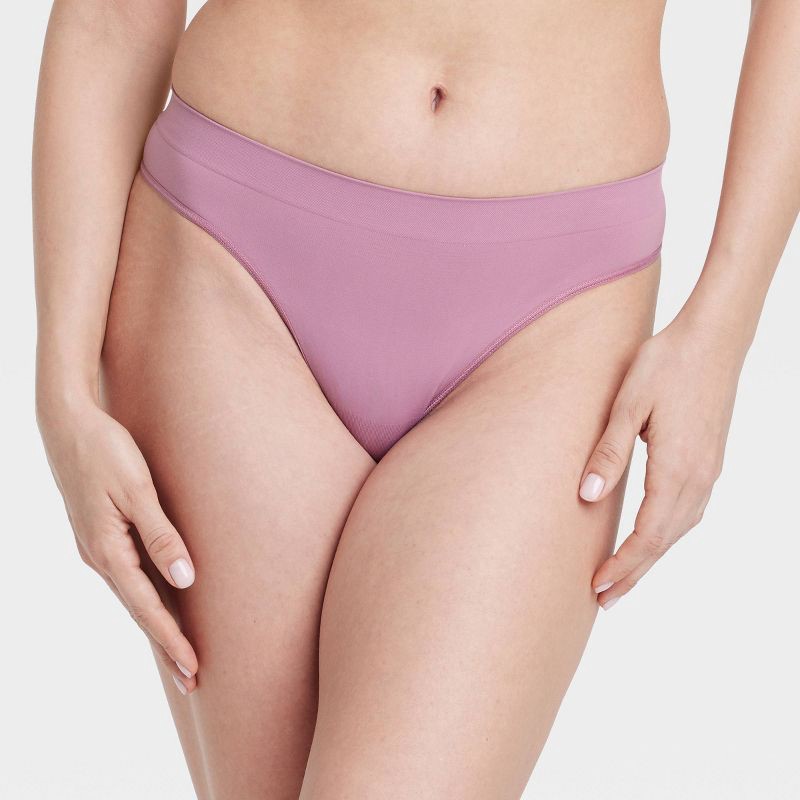 slide 1 of 5, Women's Seamless Thong Underwear - Auden™ Mauve XL: High Rise, Lightweight, Pull-On, Knit, 1 ct