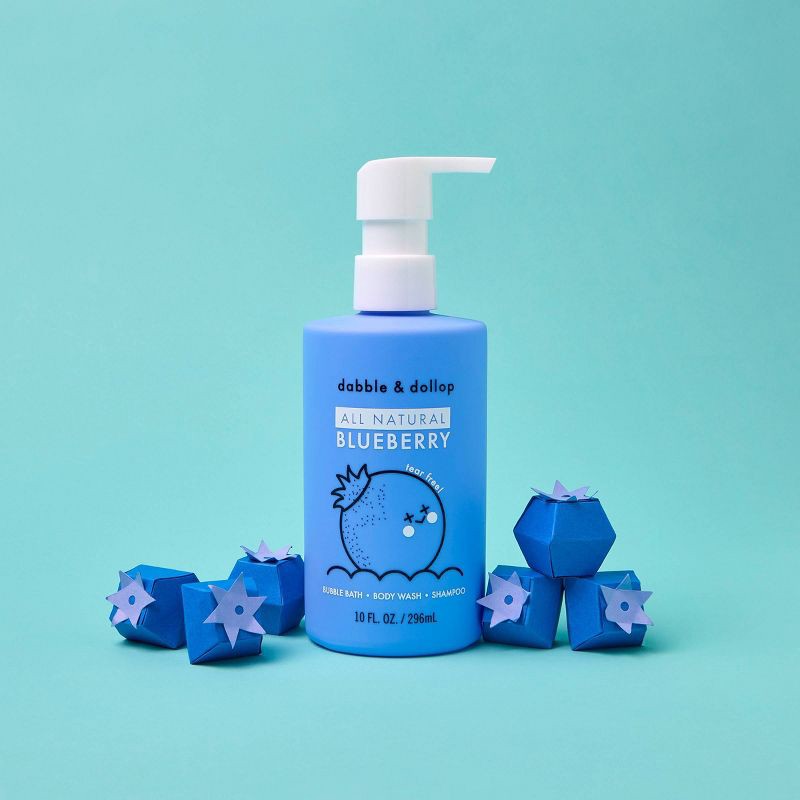 slide 3 of 5, Dabble & Dollop Kids' 3-in-1 Shampoo, Body Wash & Bubble Bath - Blueberry - 10 fl oz, 10 fl oz