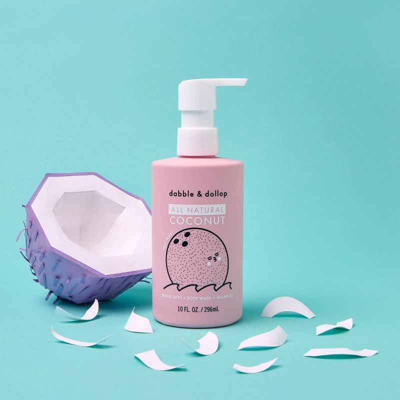 slide 3 of 5, Dabble & Dollop Kids' 3-in-1 Shampoo, Body Wash & Bubble Bath - Coconut - 10 fl oz, 10 fl oz