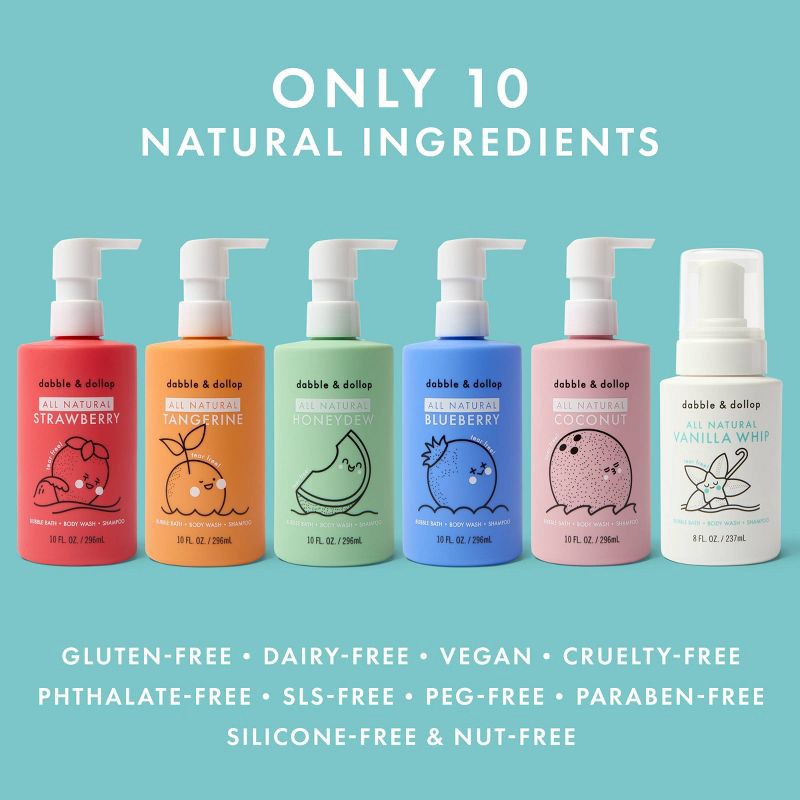 slide 4 of 5, Dabble & Dollop Kids' 3-in-1 Shampoo, Body Wash & Bubble Bath - Coconut - 10 fl oz, 10 fl oz