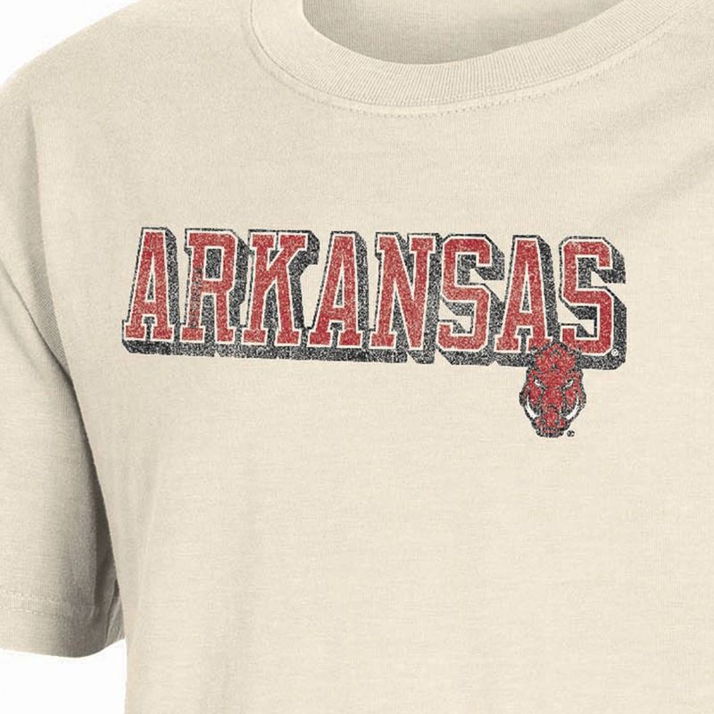 slide 3 of 3, NCAA Arkansas Razorbacks Boys' Sand T-Shirt - S: Lightweight Cotton Crew Pullover, 1 ct
