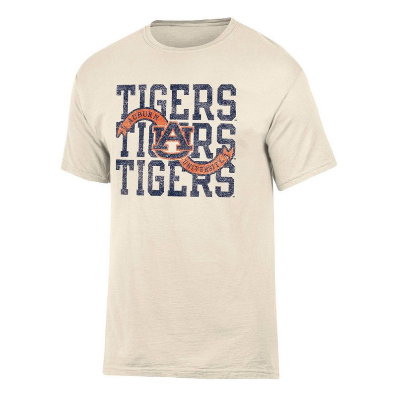 slide 1 of 3, NCAA Auburn Tigers Men's Comfort Wash T-Shirt - M: 100% Cotton, Crew Neck, 1 ct
