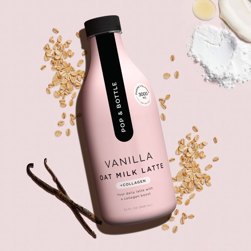 slide 2 of 8, Pop & Bottle Vanilla Cold Brew Oat Milk Latte - 32 fl oz, 32 fl oz