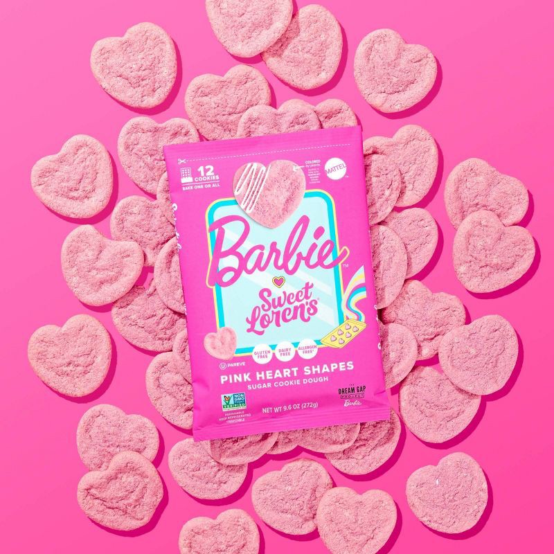 slide 3 of 8, Sweet Loren's Gluten Free Vegan Barbie Pink Heart Shapes Sugar Cookie Dough - 9.6oz/12ct, 12 ct; 9.6 oz