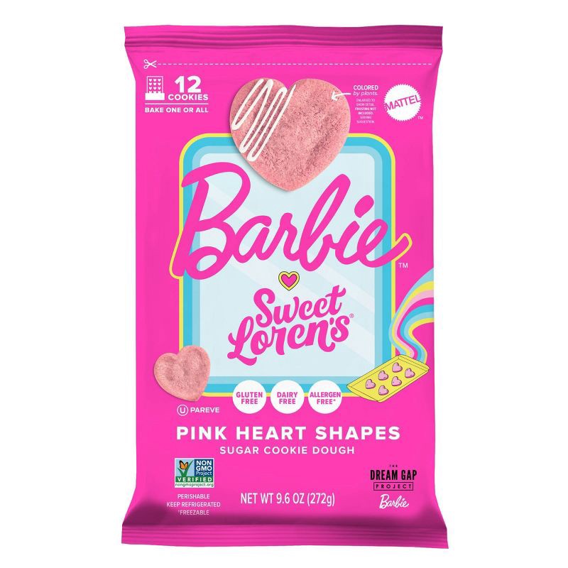 slide 1 of 8, Sweet Loren's Gluten Free Vegan Barbie Pink Heart Shapes Sugar Cookie Dough - 9.6oz/12ct, 12 ct; 9.6 oz