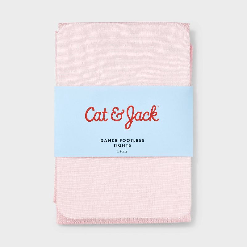 slide 2 of 3, Girls' Dance Footless Tights - Cat & Jack™ Pink S, 1 ct