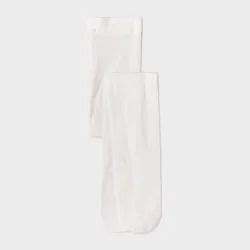 Girls' Dance Footed Tights - Cat & Jack™ White S: Nylon Spandex Blend, Closed Toe, Knit Construction