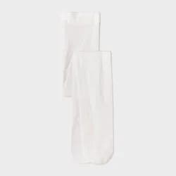 Girls' Dance Footed Tights - Cat & Jack™ White S: Nylon Spandex Blend, Closed Toe, Knit Construction