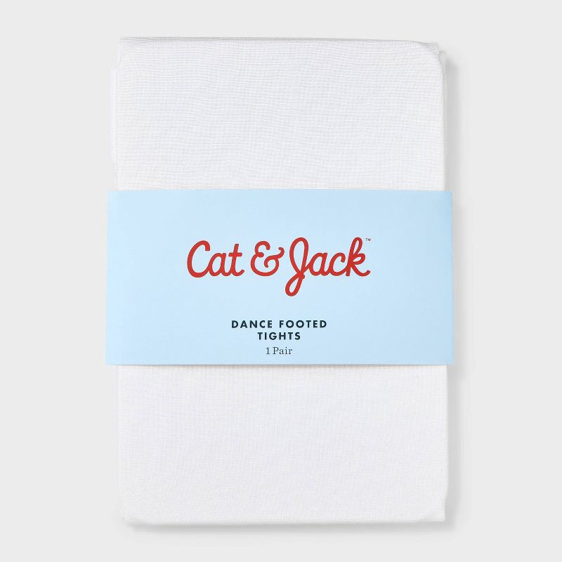 slide 2 of 3, Girls' Dance Footed Tights - Cat & Jack™ White M, 1 ct