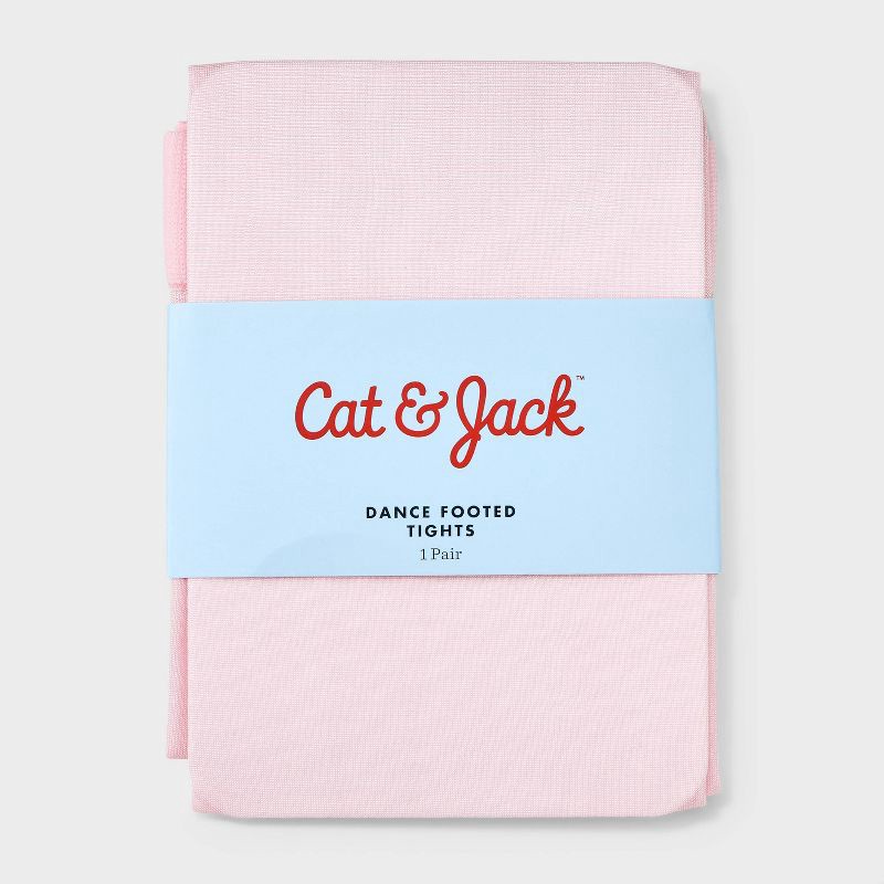 slide 2 of 3, Girls' Dance Footed Tights - Cat & Jack™ Light Pink S: Nylon Spandex Blend, Closed Toe, Knit Construction, 1 ct