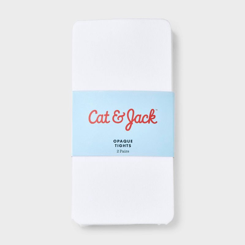 slide 2 of 3, Girls' 2pk Nylon Dance Tights - Cat & Jack™ White S, 2 ct