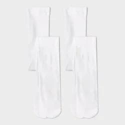 Girls' 2pk Nylon Dance Tights - Cat & Jack™ White M: High Waisted, Opaque, Knit, Elastic Waistband