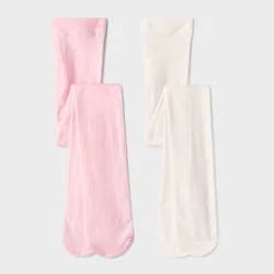 Girls' 2pk Nylon Dance Tights - Cat & Jack™ Pink/Cream S