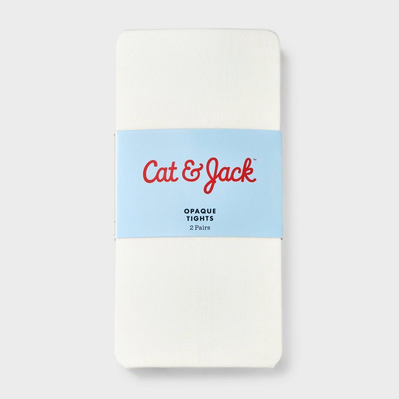 slide 2 of 3, Girls' 2pk Nylon Dance Tights - Cat & Jack™ Pink/Cream L, 2 ct