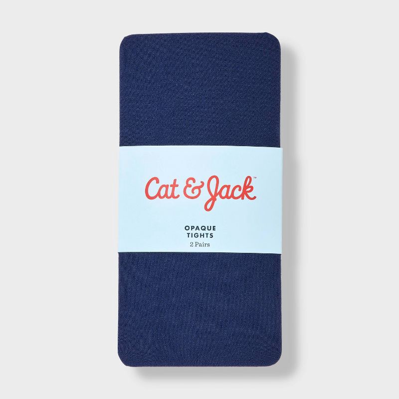 slide 2 of 3, Girls' 2pk Nylon Dance Tights - Cat & Jack™ Navy/Cream S, 2 ct