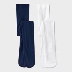 Girls' 2pk Nylon Dance Tights - Cat & Jack™ Navy/Cream M