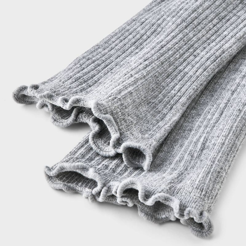slide 3 of 3, Girls' Footless Ribbed Tights - Cat & Jack™ Heather Gray S, 1 ct
