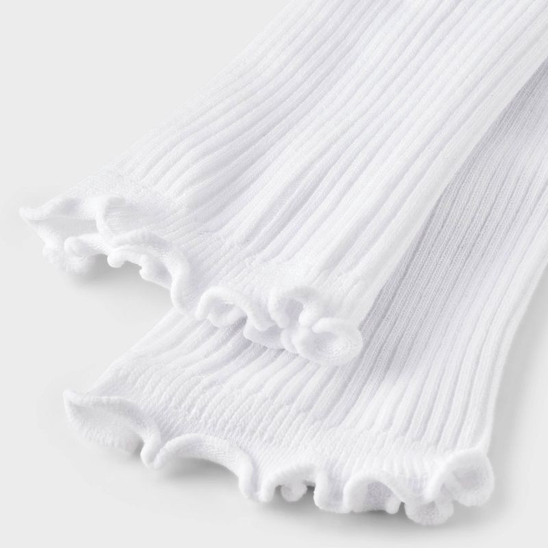 slide 3 of 3, Girls' Footless Ribbed Tights - Cat & Jack™ White S, 1 ct