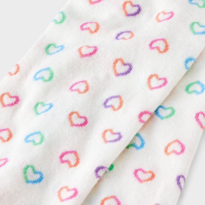 slide 3 of 3, Girls' 'Hearts' Cotton Tights - Cat & Jack™ Ivory L, 1 ct