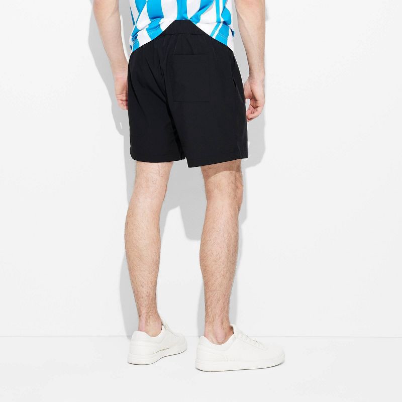 slide 3 of 3, Men's 6" Woven Nylon Pull-On Shorts - Original Use™ Black L: Mid-Rise, Elastic Waistband, Stretch Fabric, 1 ct