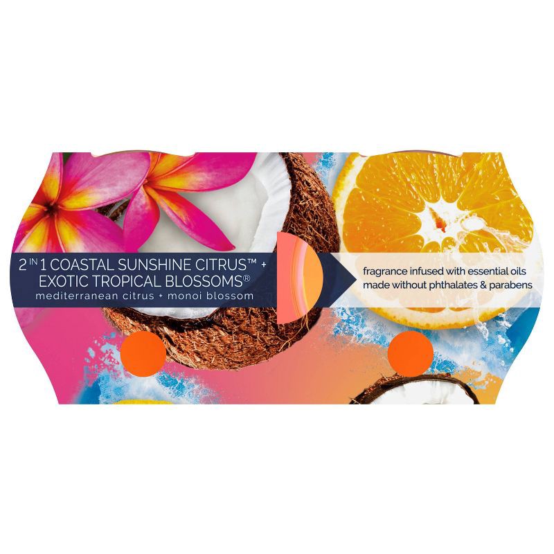 slide 13 of 14, Glade Scented Candles - Coastal Sunshine Citrus and Exotic Tropical Blossom - 4.08oz/2ct, 4.08 oz, 2 ct