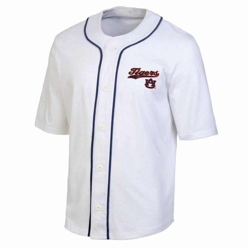 slide 1 of 3, NCAA Auburn Tigers Baseball Button-Down T-Shirt - M: Cotton Jersey, 1 ct