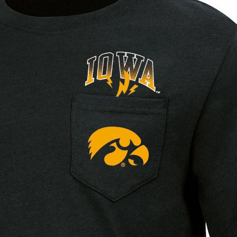 slide 3 of 3, NCAA Iowa Hawkeyes Boys' Pocket T-Shirt - XL: Cotton-Polyester Blend, Crew Neck, 1 ct