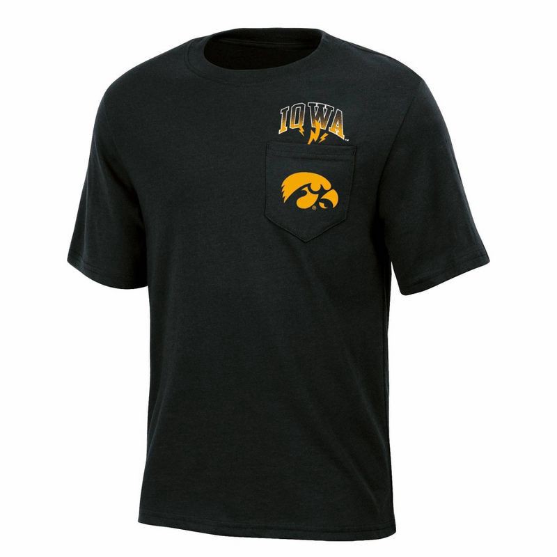 slide 1 of 3, NCAA Iowa Hawkeyes Boys' Pocket T-Shirt - XL: Cotton-Polyester Blend, Crew Neck, 1 ct